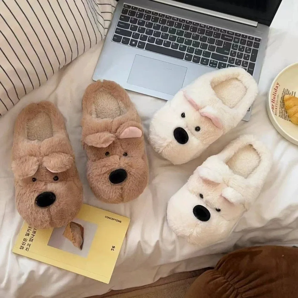Пушистые зимние плюшевые тапочки для щенков