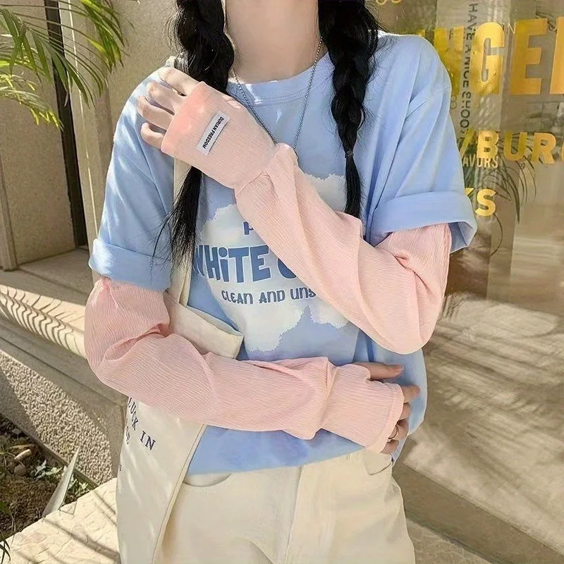 Тщательно выбранные плиссированные солнцезащитные рукава из ледяного шелка - Фотография_3