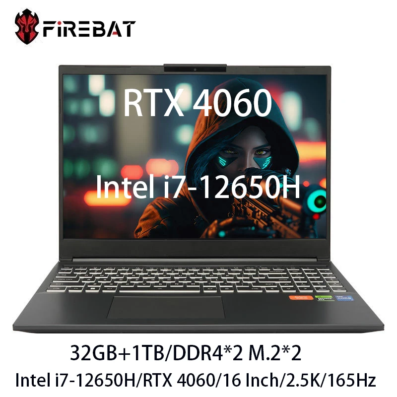 Firebat t6a 16-дюймовый ноутбук intel i7-12650h rtx 4060 ddr4 165 гц 2