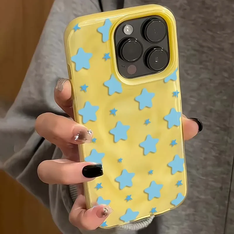 Милый чехол для телефона с синими и желтыми звездами для iphone 17air 16 - Фотография_5