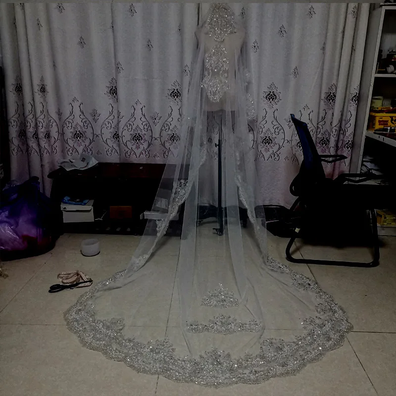 Блестящая светящаяся роскошная вуаль с бриллиантами - Фотография_3