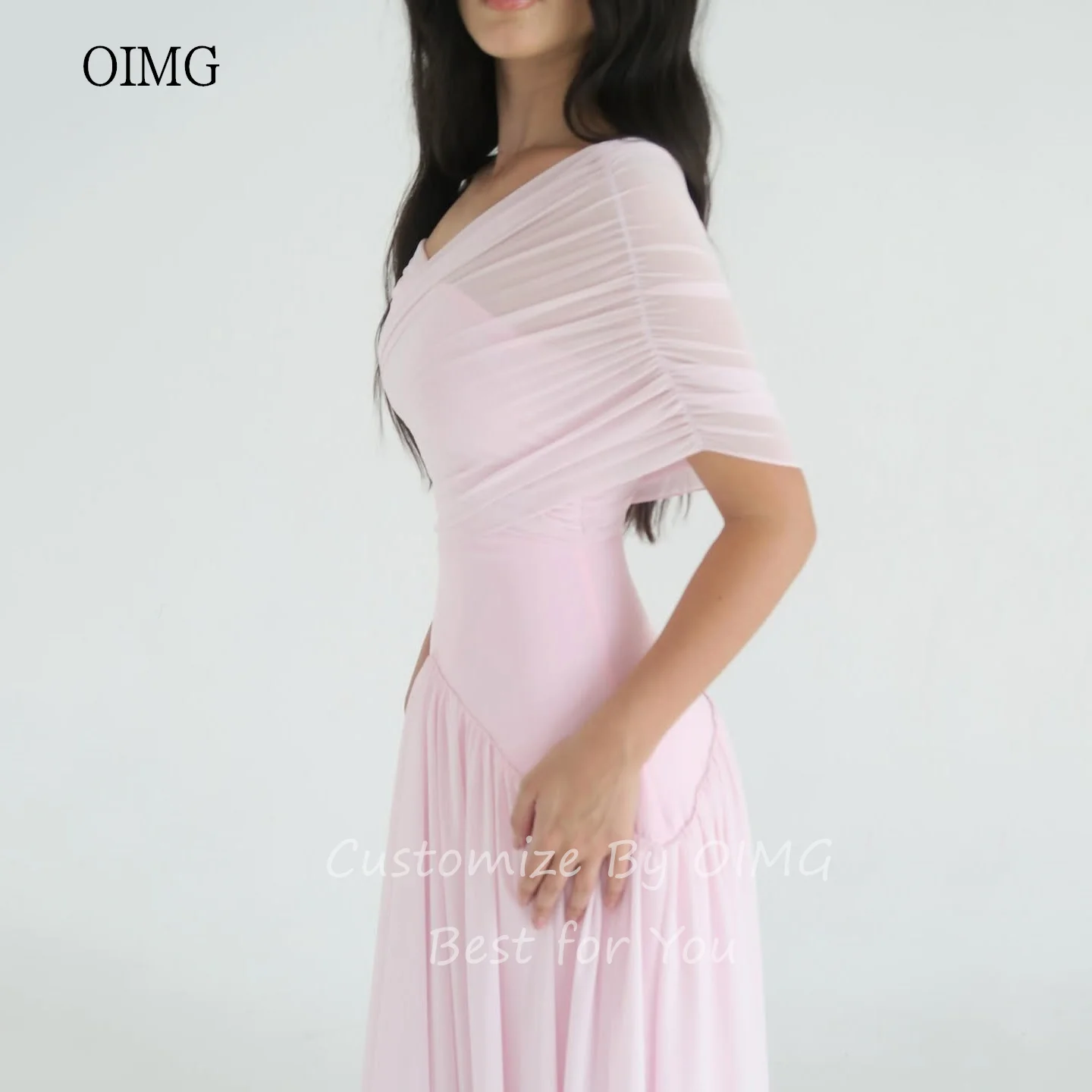 Oimg макси розовое платье трапециевидной - Фотография_6