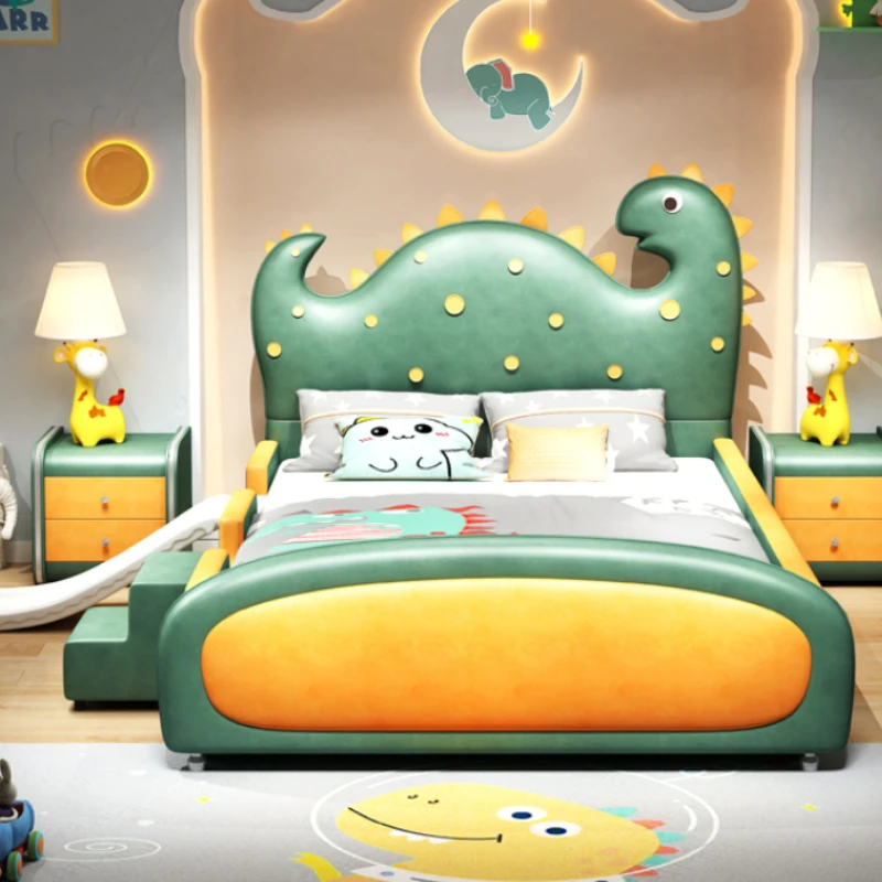 Дизайнерская кожаная двуспальная кровать для мальчиков - Фотография_3