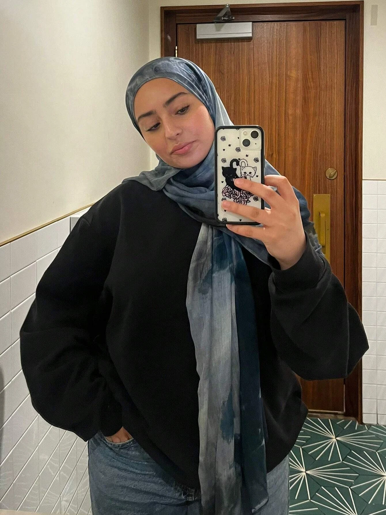 Новый женский акварельный шарф-хиджаб - Фотография_3