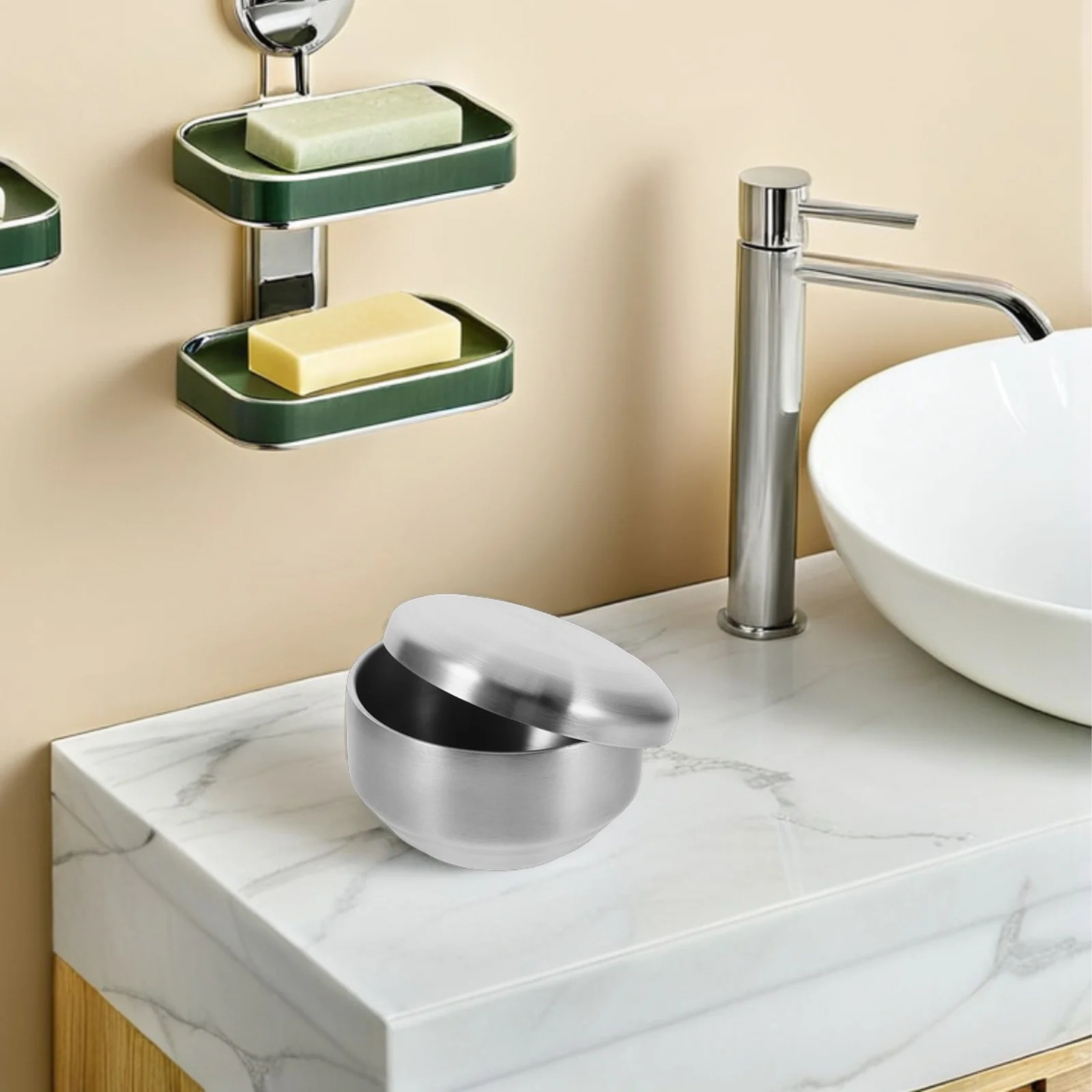 Чаша для бритья из нержавеющей стали с крышкой - Фотография_5