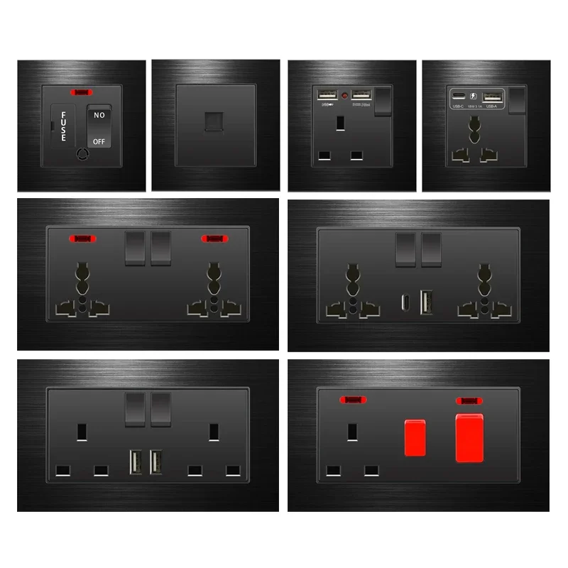 Универсальная 3-контактная двойная usb-розетка из матового алюминия - Фотография_4