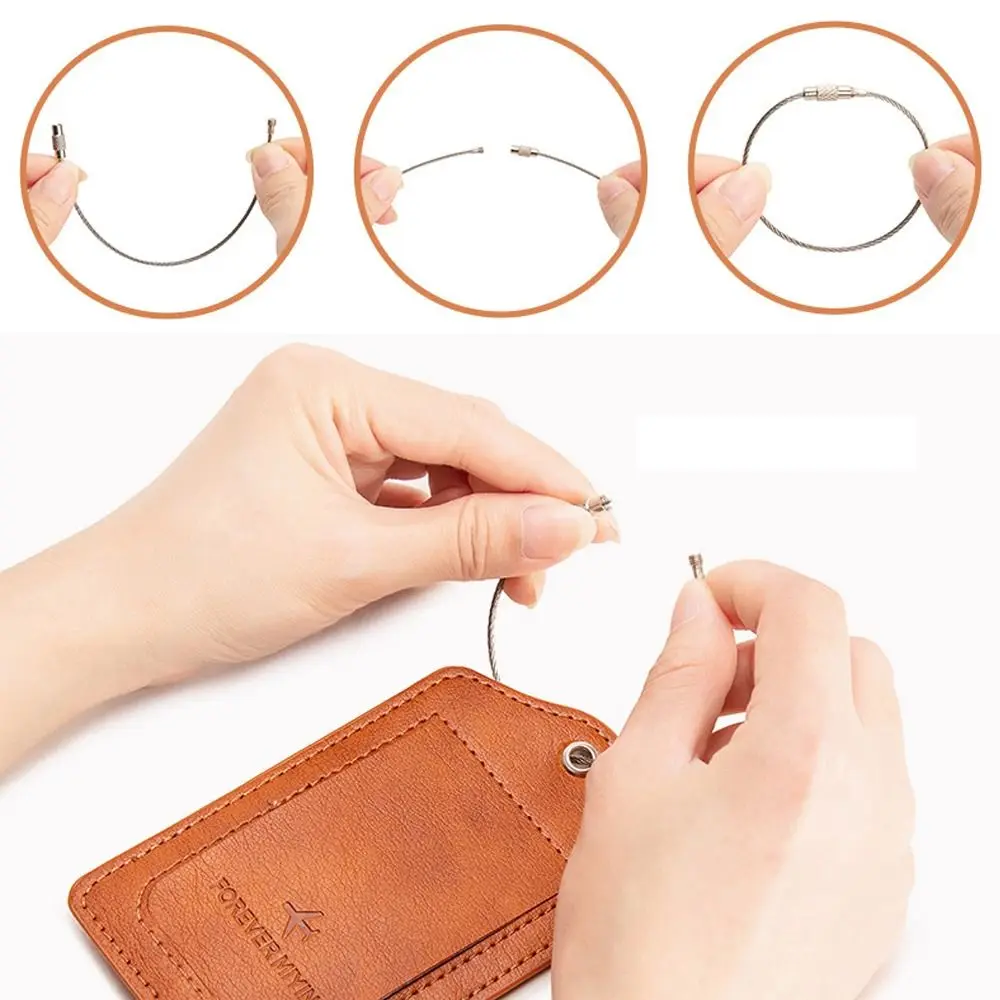 Кожаные жетоны для багажа с проволочной веревкой и петлей - Фотография_4