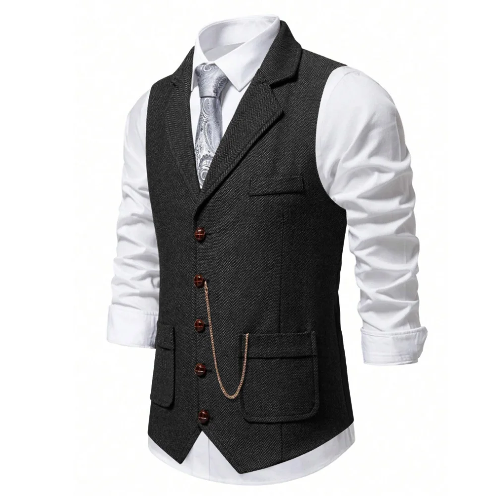 Мужской твидовый шерстяной жилет - Фотография_3