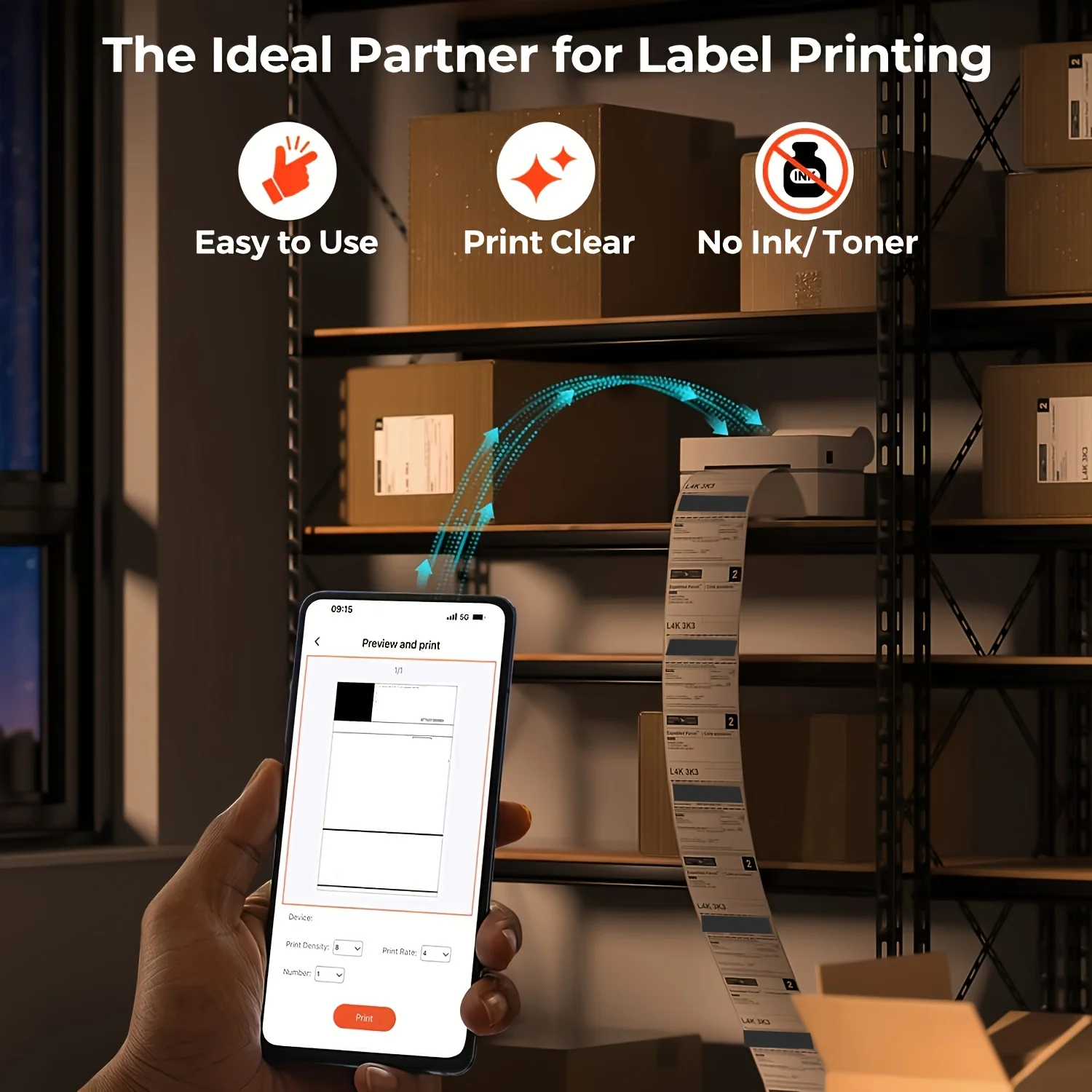 Умный принтер, черный бесчернильный принтер bluetooth - Фотография_3