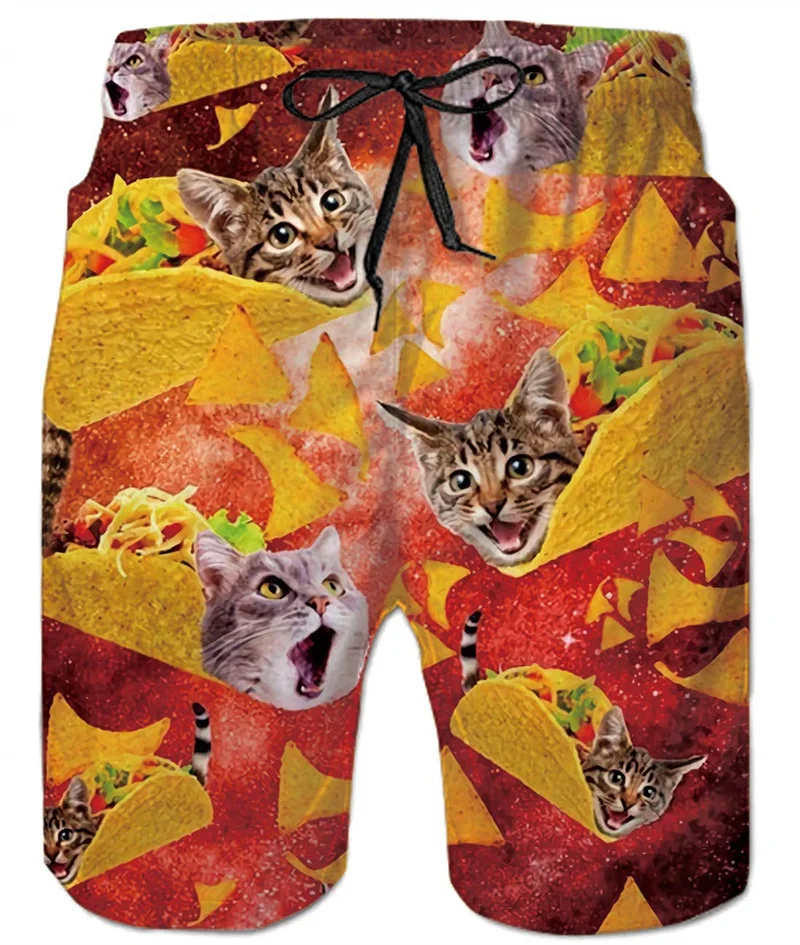 Funny animal dinosaur beach shorts - Фотография_4