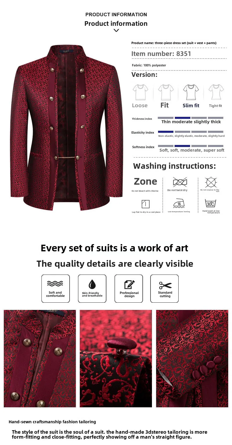 Robe de mariée trois pièces en polyester jacquard à haute densité - Фотография_5