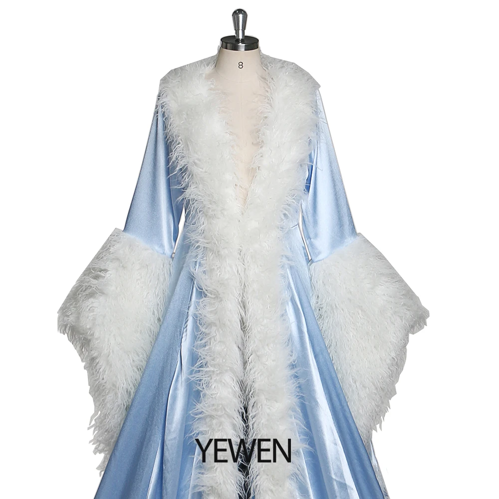 Роскошный халат для фотосъемки с меховым воротником - Фотография_5