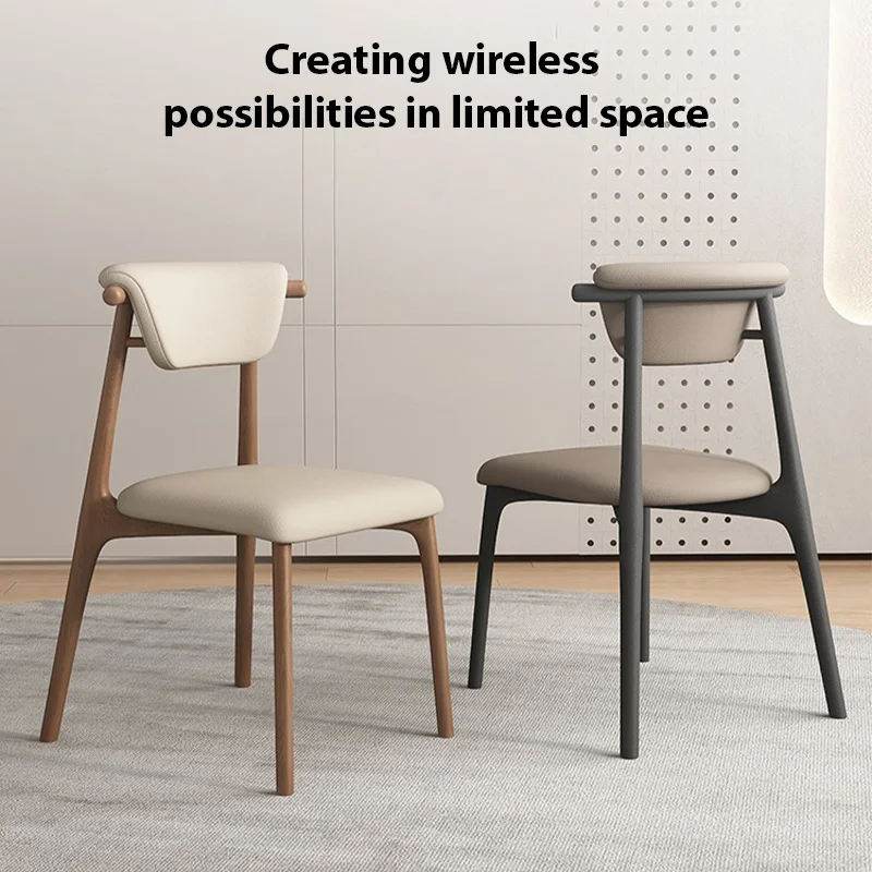 Современные роскошные кожаные обеденные стулья с деревянным каркасом - Фотография_3