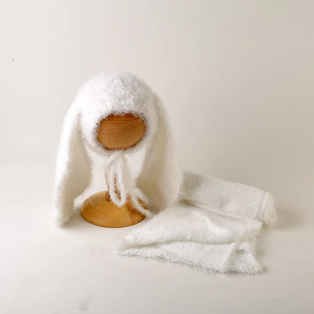 Винтажная вязаная эластичная нечеткая накидка и шапка с кроликом