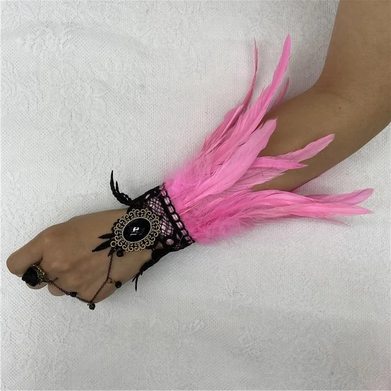 Кружевные перчатки с перьями для хэллоуина - Фотография_5