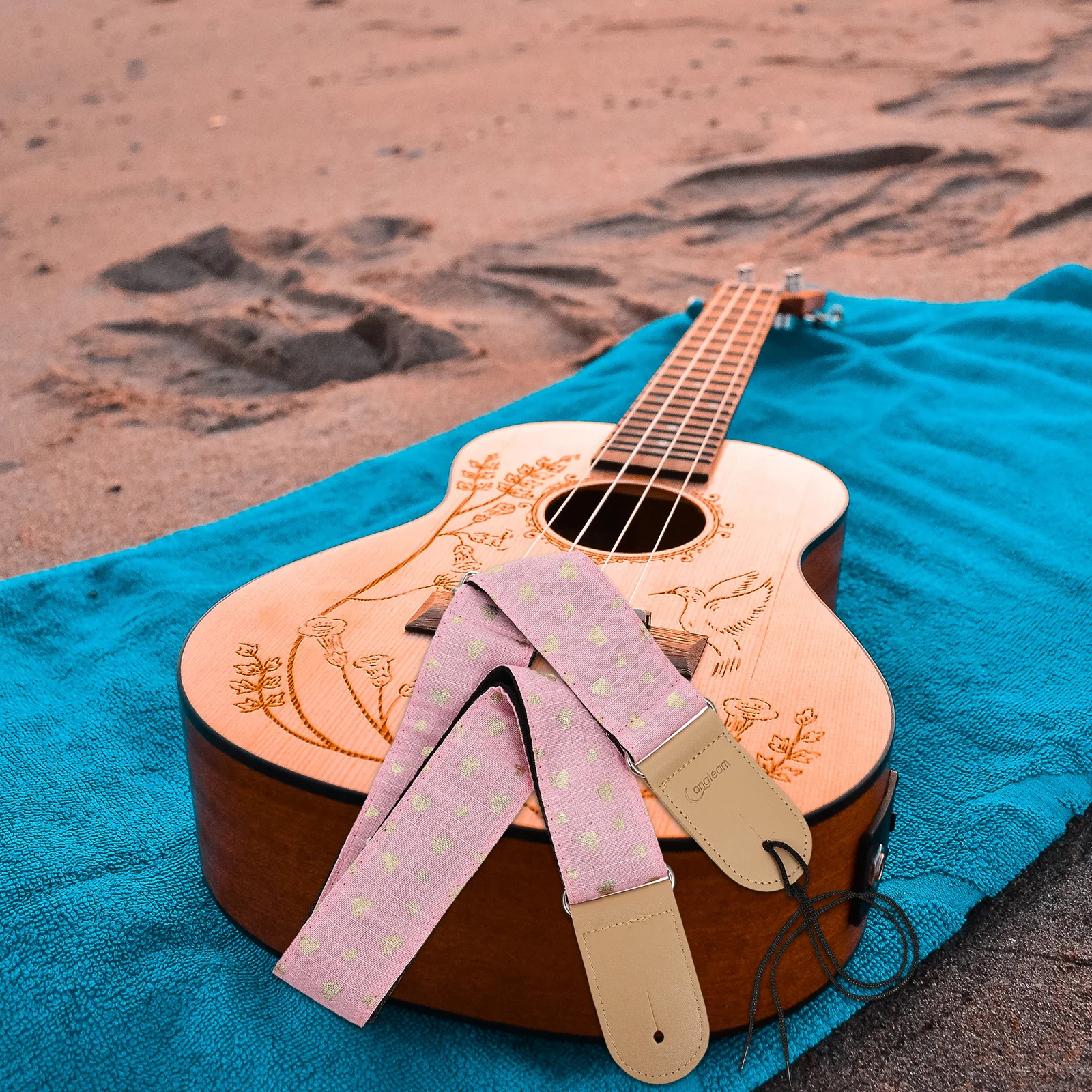 Гитарный ремень розовый легкий - Фотография_5