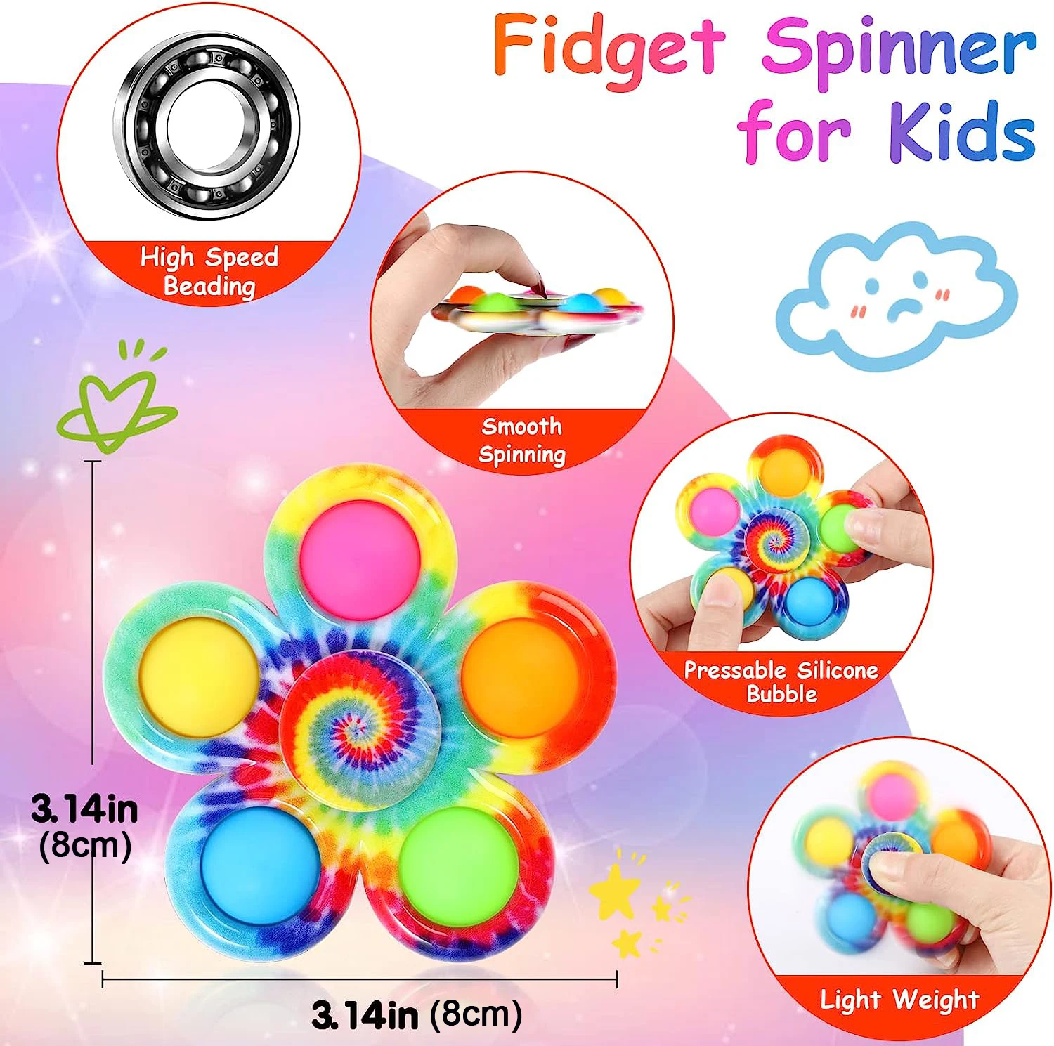 Tie dye simple fidget spinner pops - Фотография_3