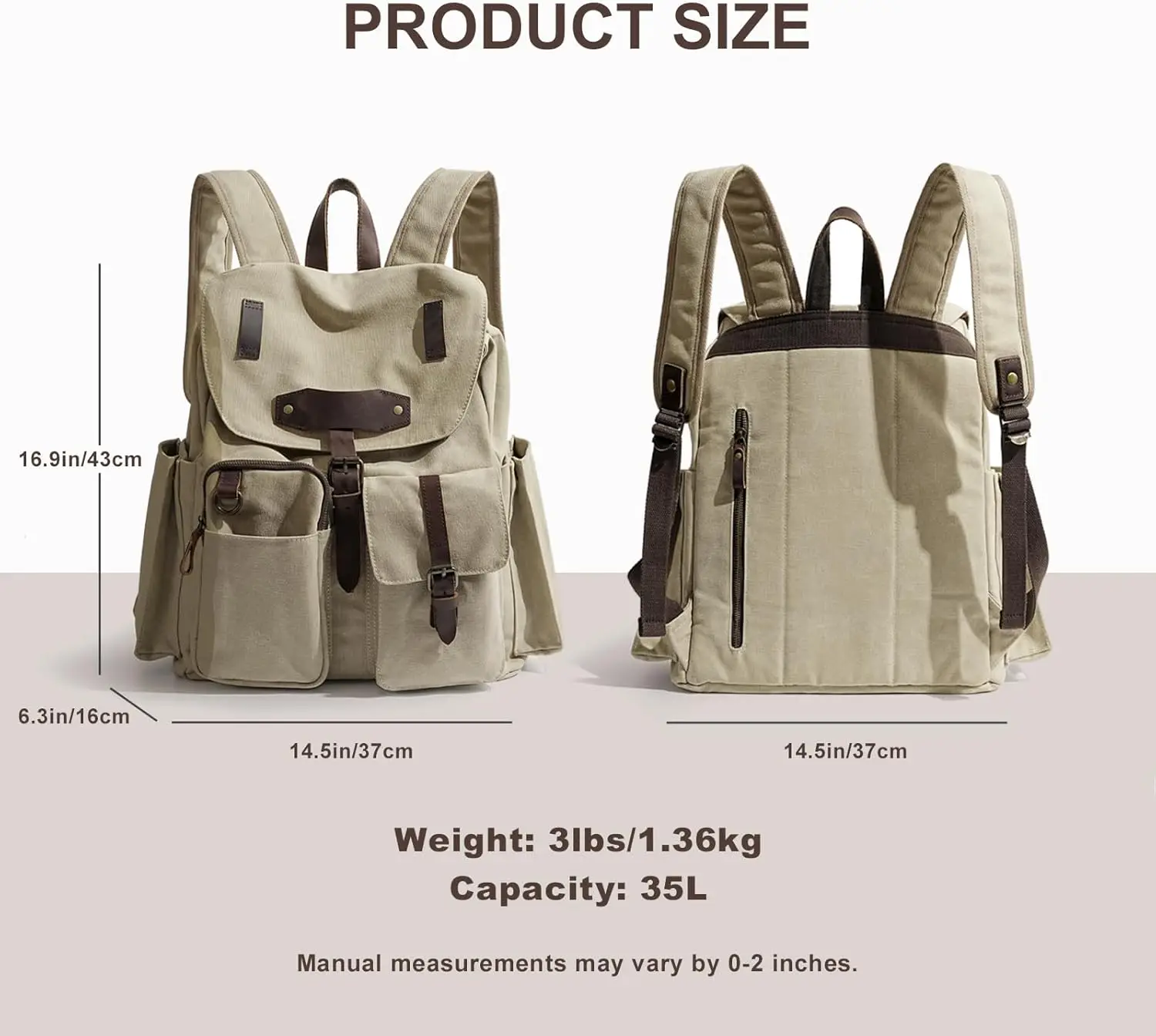 Винтажный холщовый рюкзак для мужчин и женщин - Фотография_3