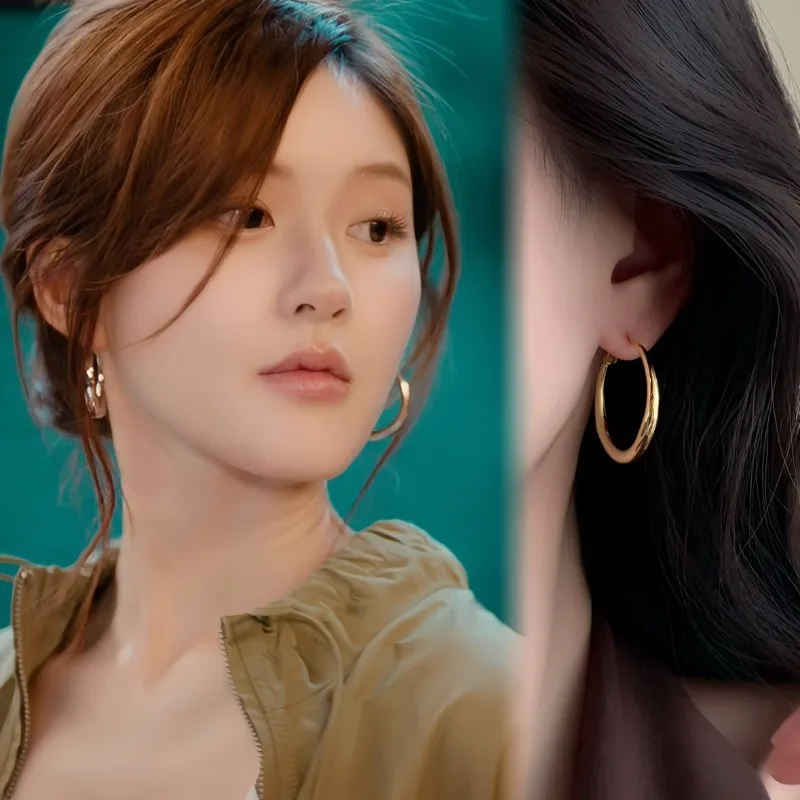 Новые винтажные серьги-кольца из сплава с позолоченным покрытием - Фотография_2