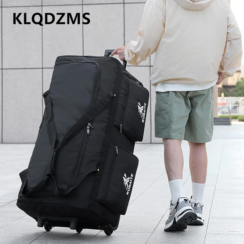 Klqdzms большой вместительный чемодан на колесиках из ткани оксфорд - Фотография_3