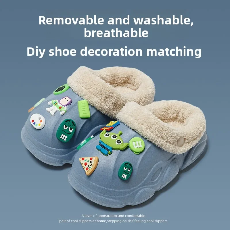 Детские плюшевые тапочки — зимняя домашняя обувь на нескользящей подошве - Фотография_2