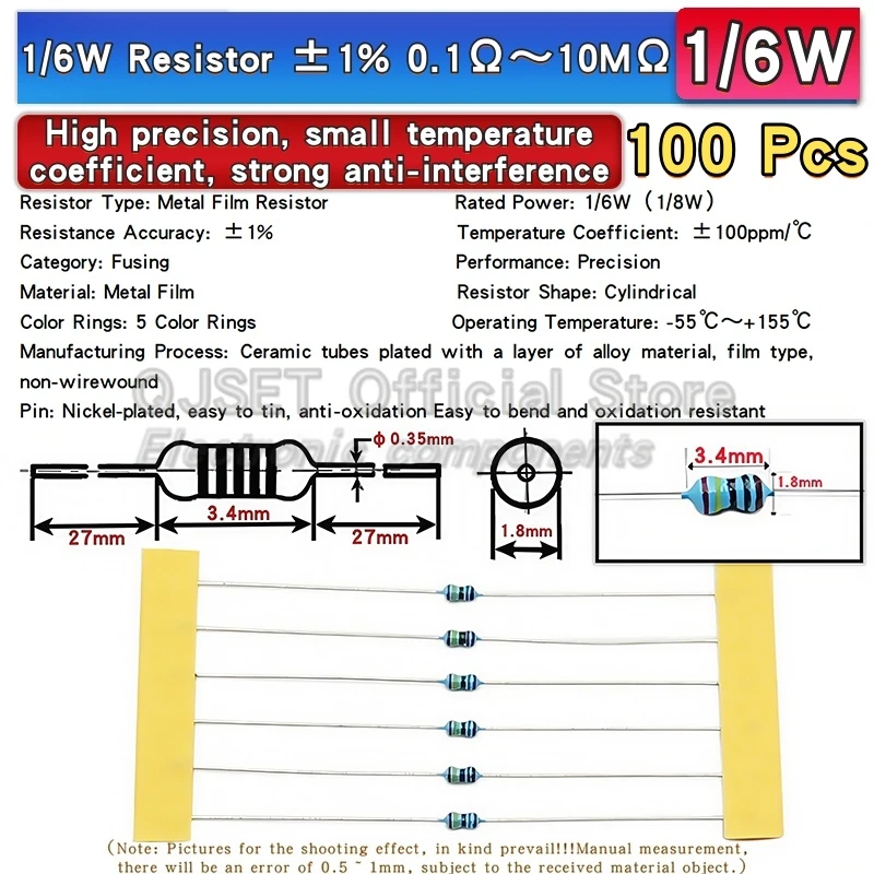 Металлопленочные резисторы 1/6 вт 1/8 вт 1% 0 - Фотография_2