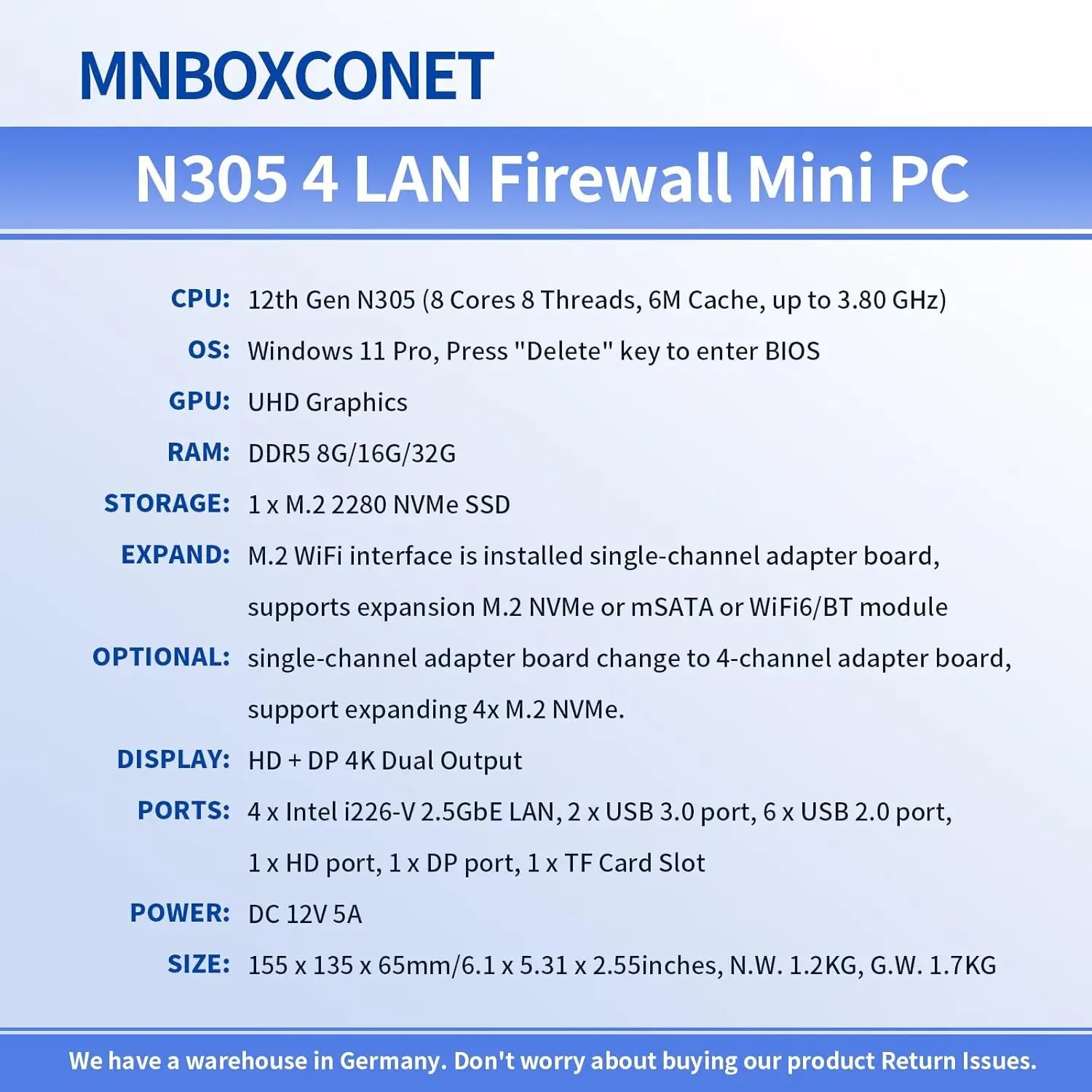 Mnboxconet mini pc n355 брандмауэр без вентилятора (до 3 - Фотография_5