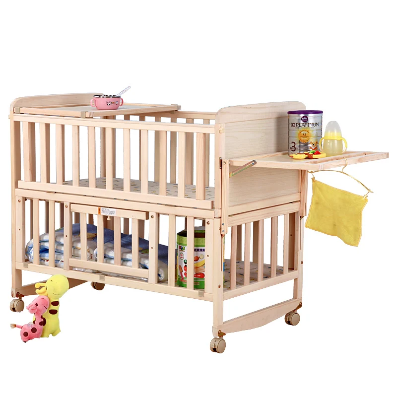 8 in1 wood baby bed with shelf