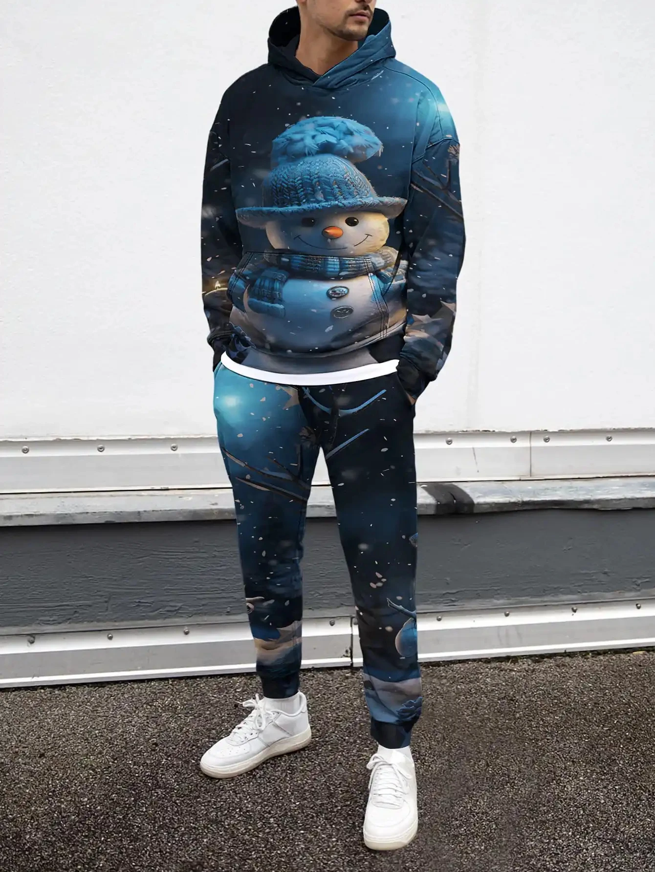 Мужские толстовки с 3d принтом снеговика и графикой - Фотография_3