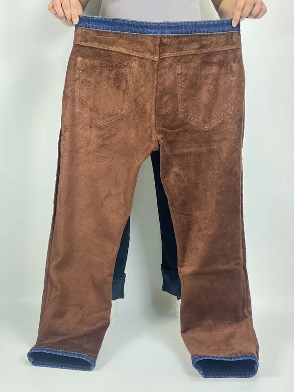 Зимние мужские теплые эластичные джинсы 10xl - Фотография_4