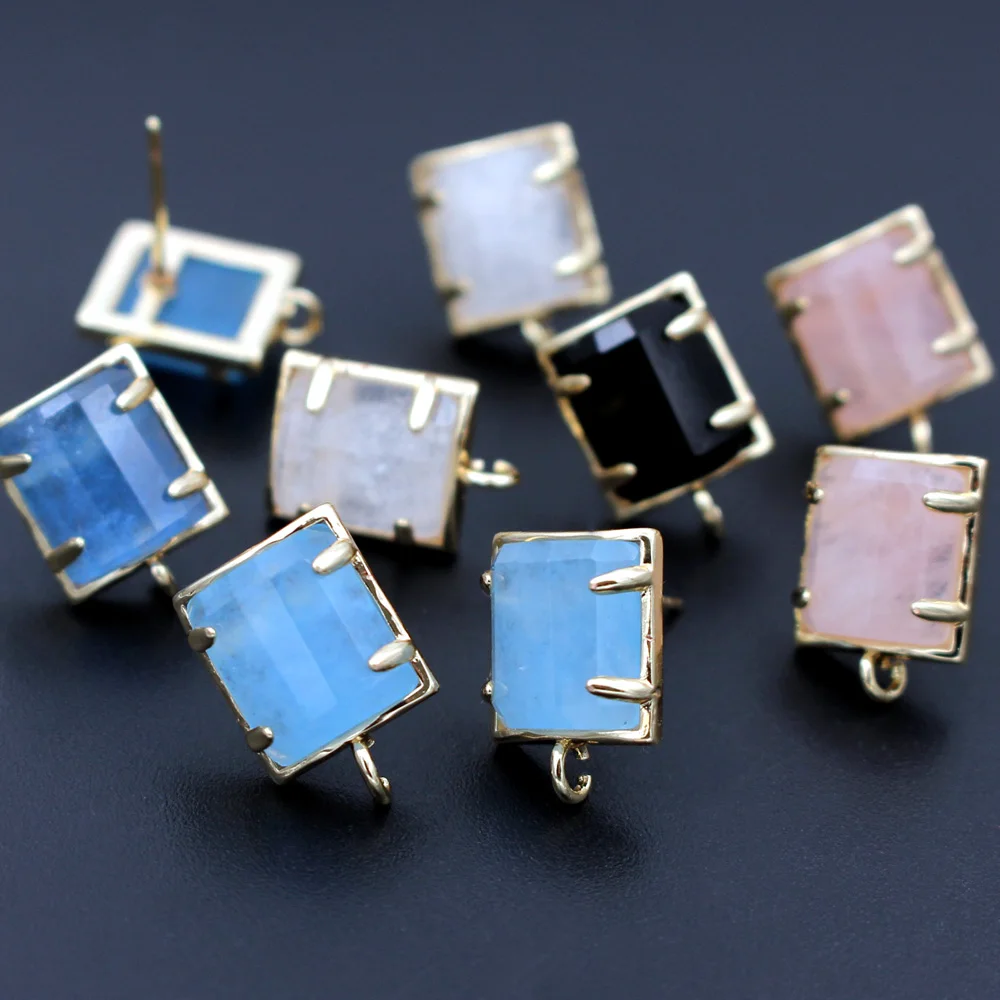 6 пар цветных прямоугольных каменных ушных шпилек