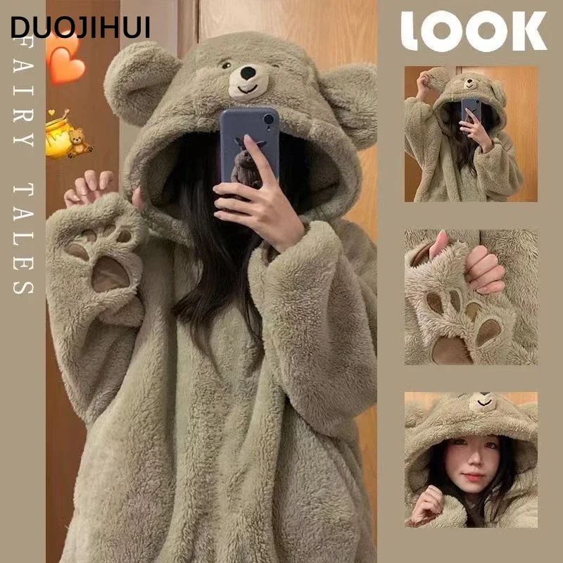 Duojihui зимний фланелевой милый