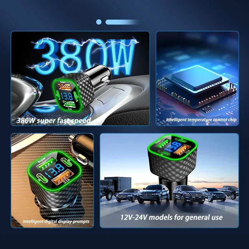 Автомобильное зарядное устройство для телефона xiaomi 380 вт usb c - Фотография_4