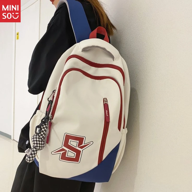 Эстетический рюкзак miniso instagram |   школьная сумка color block - Фотография_2