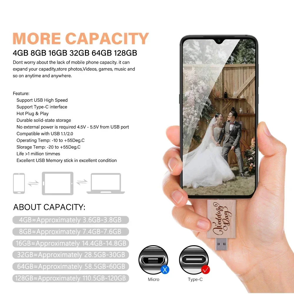Jaster деревянный флэш-накопитель type-c usb 2 - Фотография_3