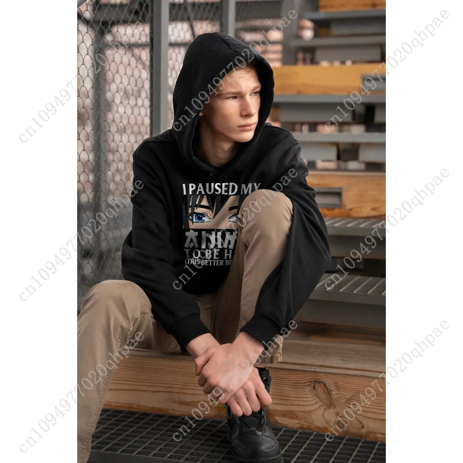 Толстовка с капюшоном в стиле аниме для мужчин-подростков - Фотография_3