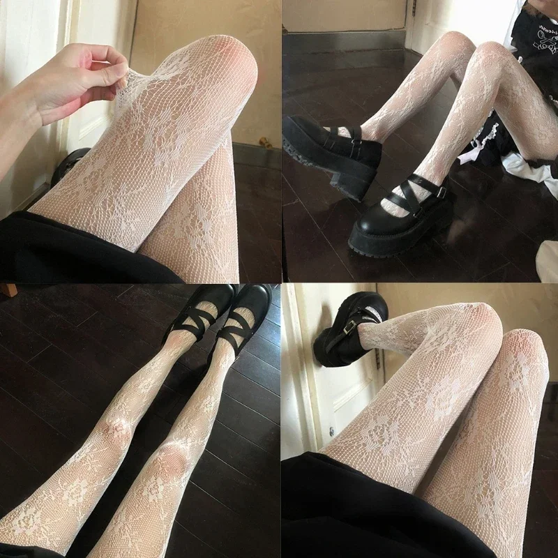 Кружевные чулки с цветочным принтом - Фотография_3