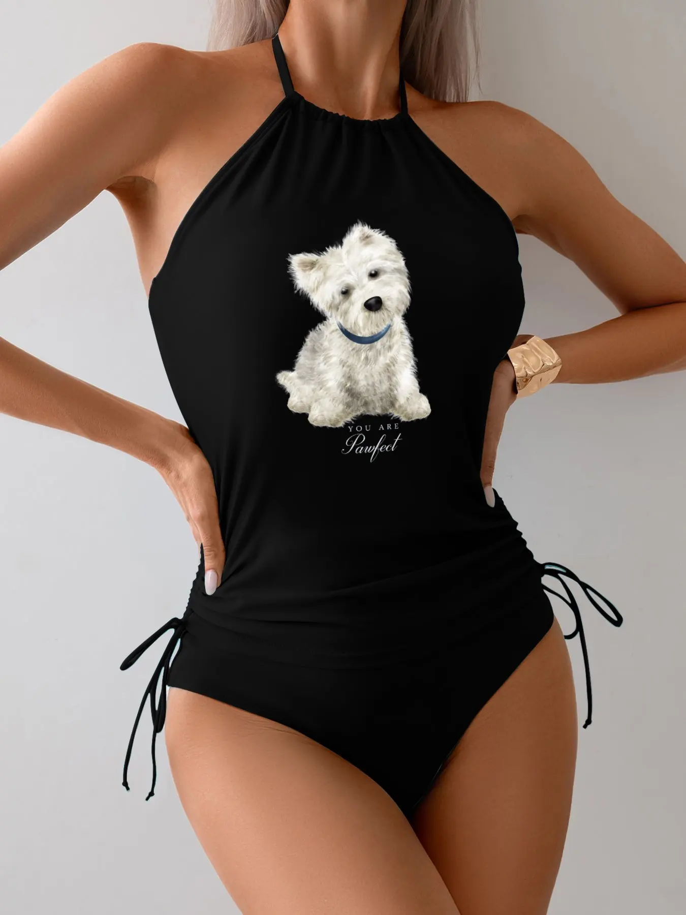 Pawfect прекрасный комплект купальника westie с разрезом - Фотография_4