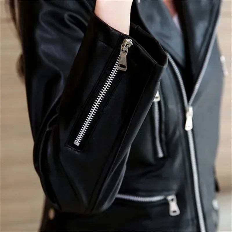 Весна-осень, новая универсальная женская куртка из искусственной кожи - Фотография_6