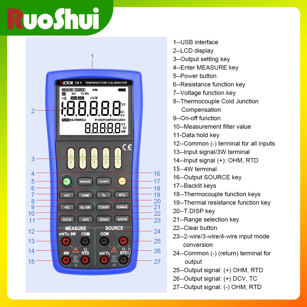 Victor 14+ стандартный прецизионный калибратор температуры и влажности - Фотография_4