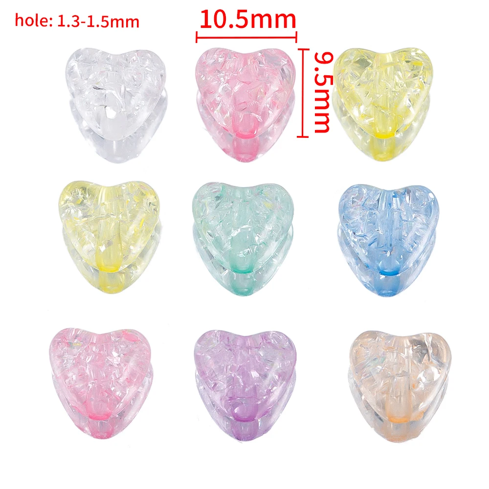 Яркие цветные прозрачные акриловые бусины в форме сердца для diy браслета - Фотография_2