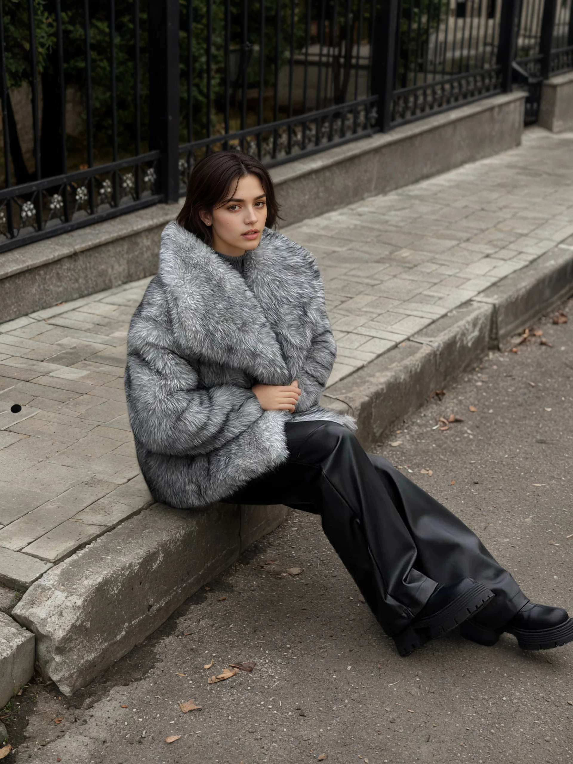 Утепленная теплая шуба с большими лацканами для женщин - Фотография_4