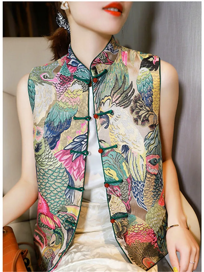 Новинка, женский современный жилет в китайском стиле ретро - Фотография_4