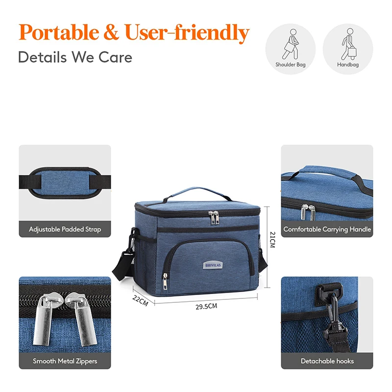 Большая вместительная сумка для обеда на плечо объемом 25 л для мужчин - Фотография_4