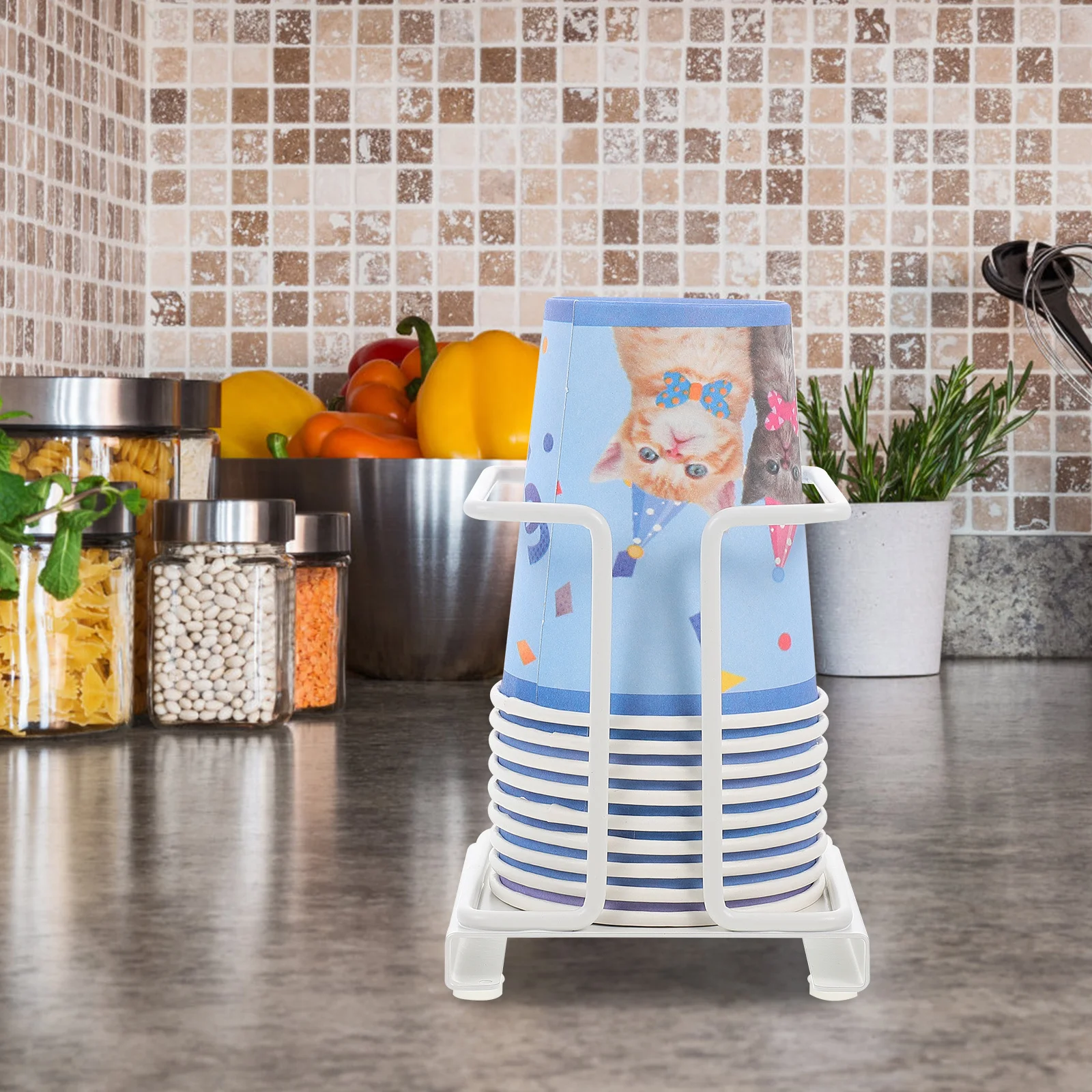 Настольный диспенсер для бумажных стаканчиков из углеродистой стали - Фотография_5