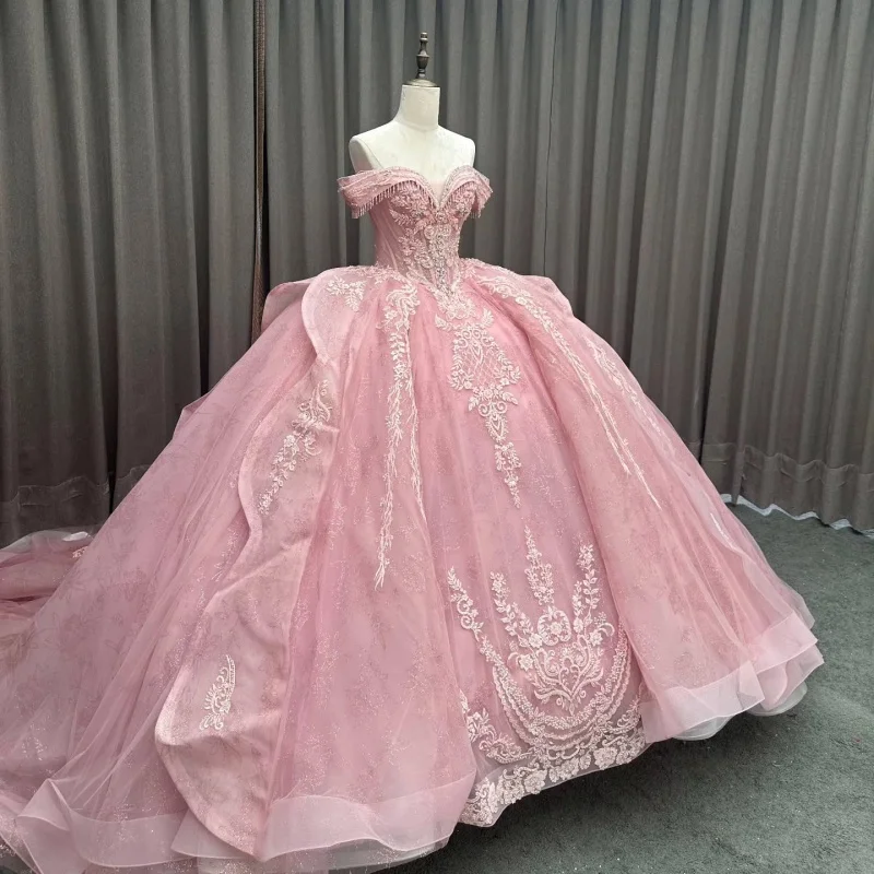 Блестящие розовые платья quinceanera - Фотография_5
