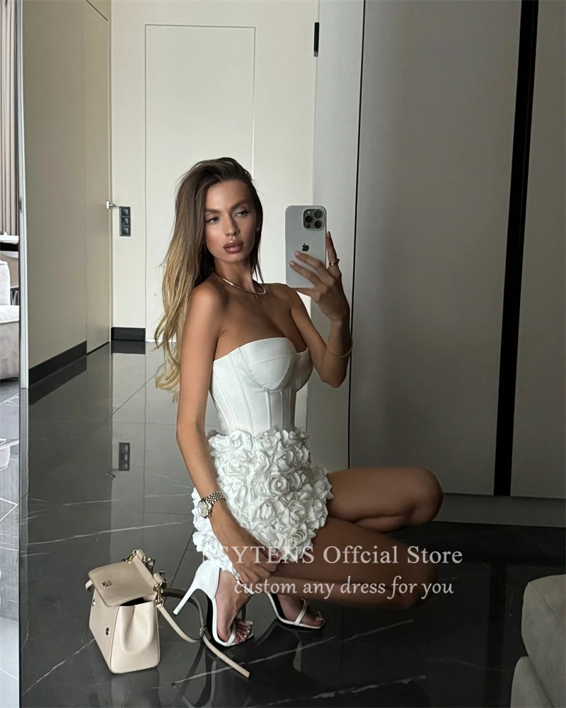 Роскошные белые 3d цветы короткие - Фотография_3