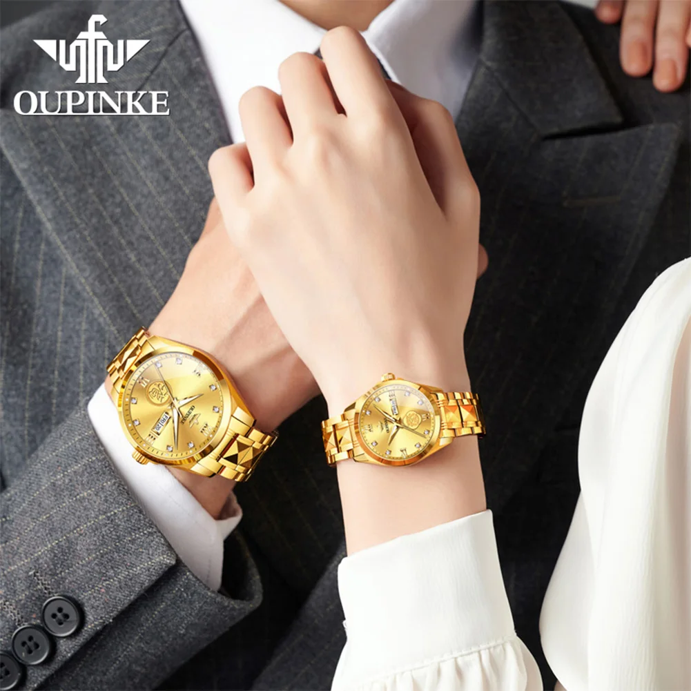 Oupinke 3305, настоящие золотые бриллиантовые часы для пар - Фотография_3