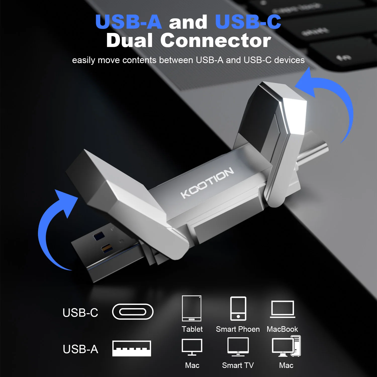 Kootion u54 флэш-накопитель usb c 256 гб 512 гб 450 мб/с usb 3 - Фотография_5