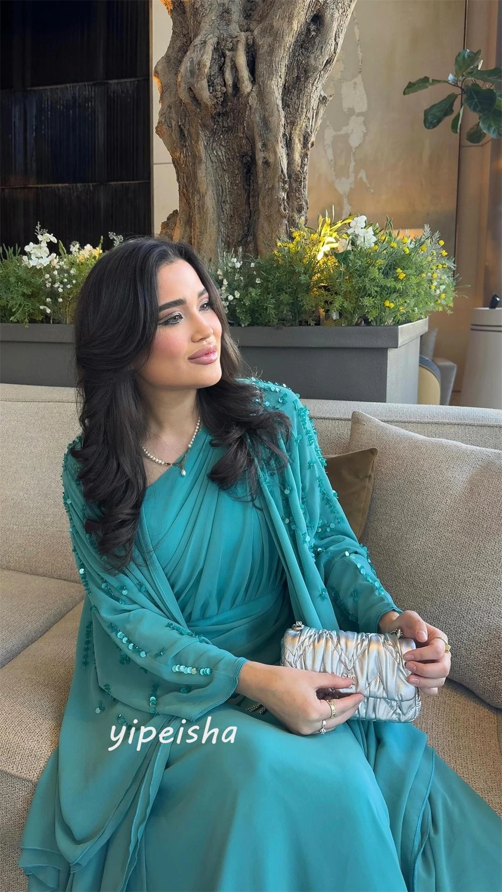 Шифоновое платье jiayigong со складками и бисером - Фотография_5